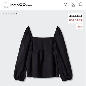 NWT: MANGO puffed sleeves blouse